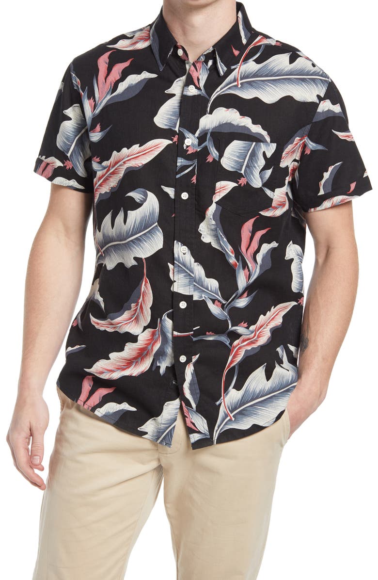 Rails Carson Stripe Short Sleeve Linen Blend Button-Up Shirt, Main, color,