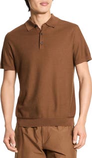 Theory Short Sleeve Silk & Cotton Polo Sweater