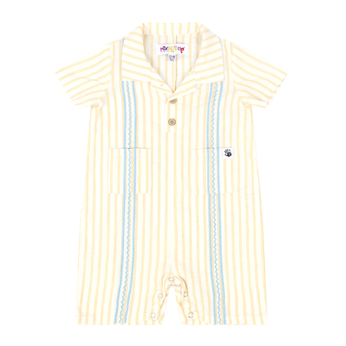 Mixed Up Clothing Bordado Baby Romper In Neutral