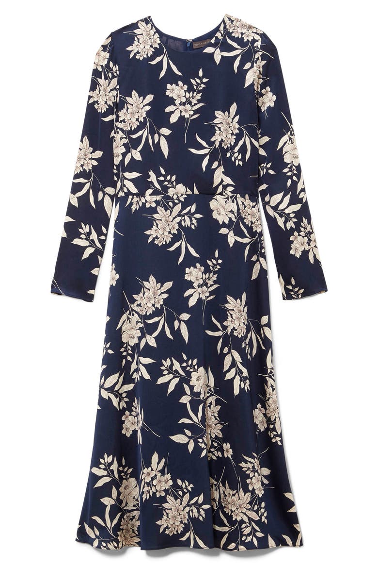 Etched Bouquet Print Dress, Alternate, color, INK BLUE