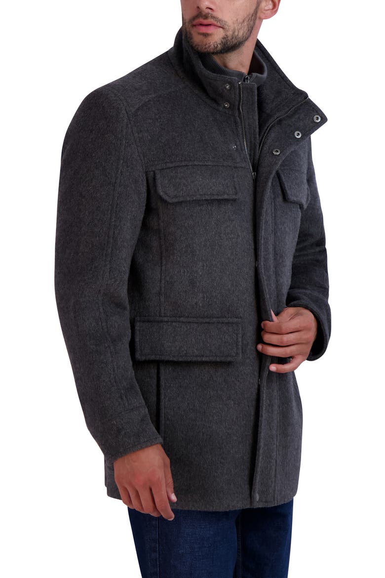 Wool Blend Field Coat, Alternate, color, GREY