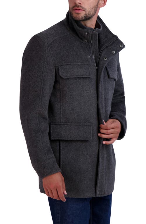 Cole Haan Melton Wool Blend Field Coat In Gray