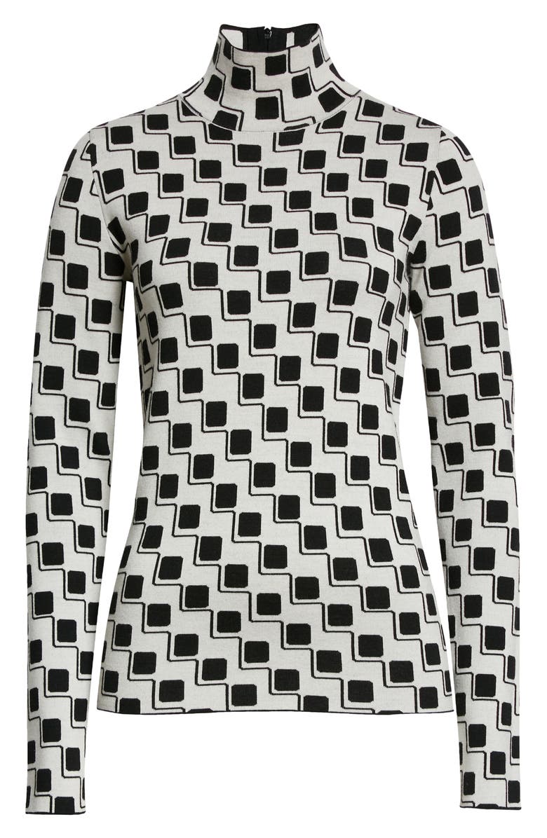 St. John Collection Geometric Knit Mock Neck Top, Alternate, color,