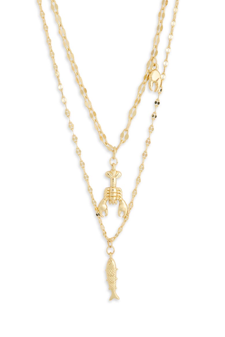 Two Row Lobster Pendant Necklace, Alternate, color, GOLD