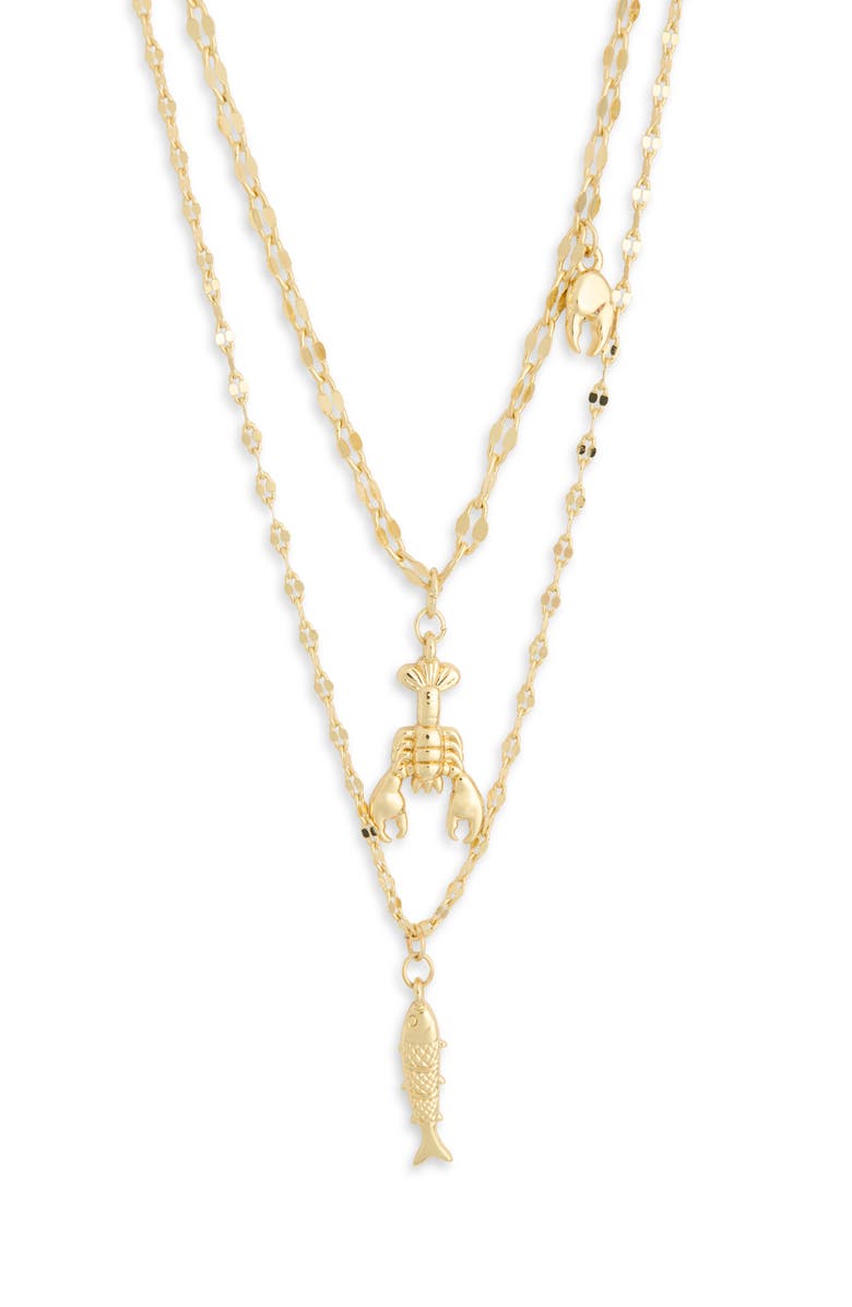 Leith Two Row Lobster Pendant Necklace, Alternate, color, Gold