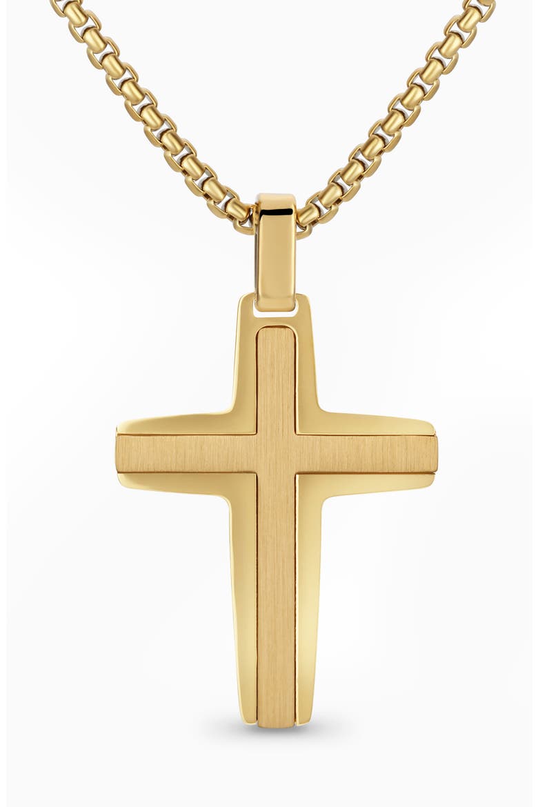 Men's Inlay Cross Necklace, Main, color, GOLD