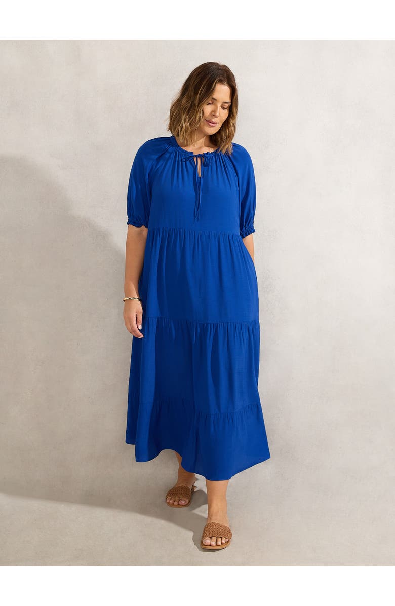 Live Unlimited Tiered V-Neck Midaxi Dress, Main, color, Blue
