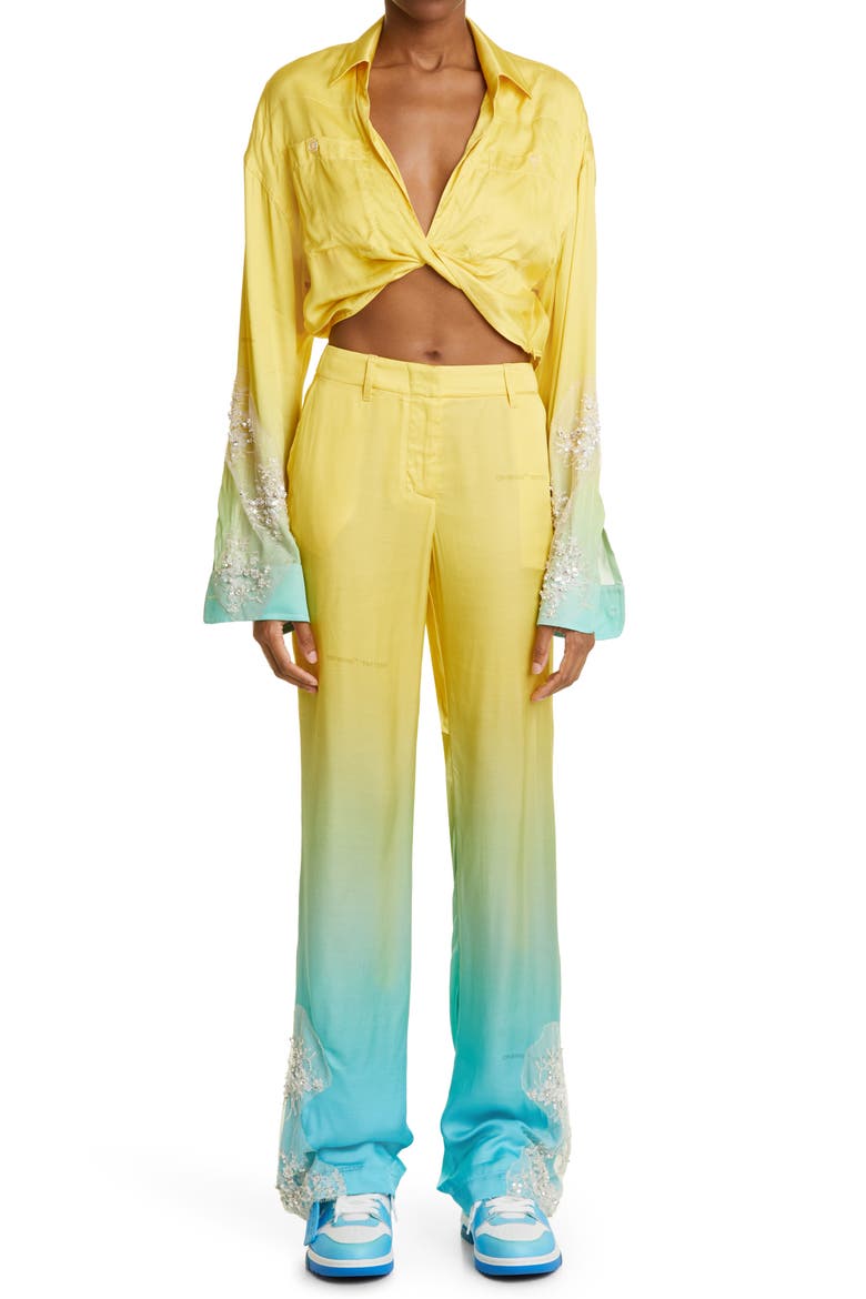Gender Inclusive Dégradé Twist Hem Crop Top (Nordstrom Exclusive), Alternate, color, LIGHT GREEN