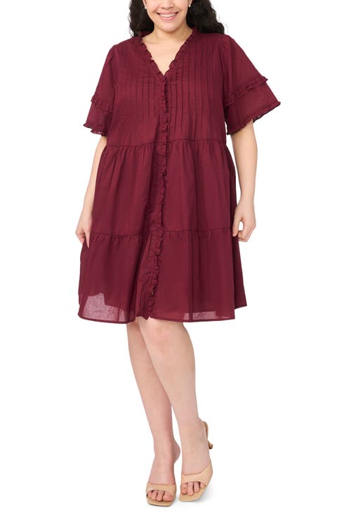 Pintuck Tiered Cotton Dress
