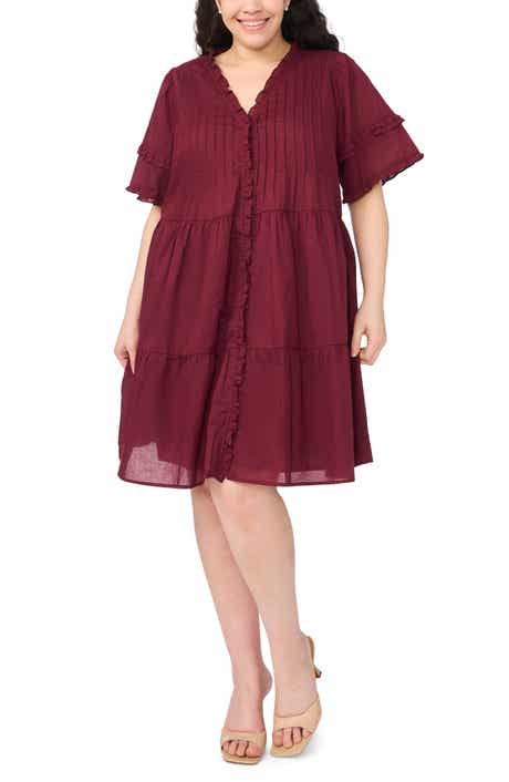 Pintuck Tiered Cotton Dress