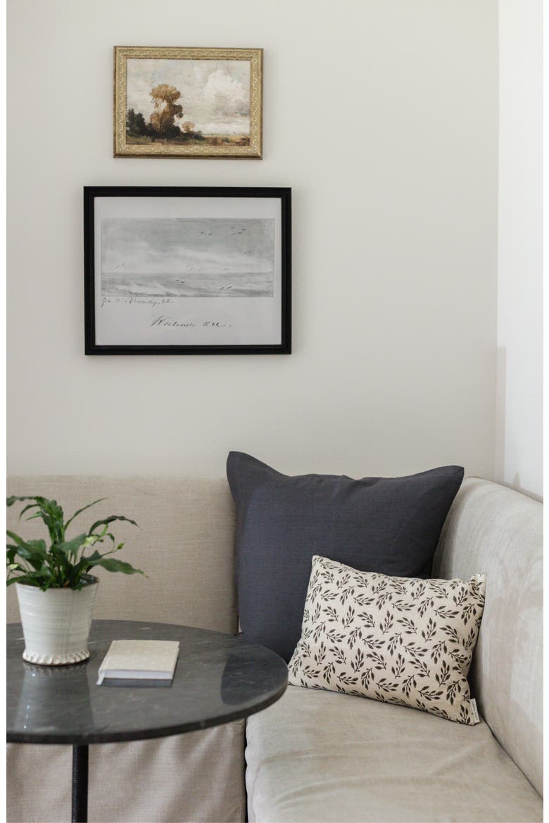Ethan | Flange Charcoal Gray Natural Linen Pillow Cover, Alternate, color, Charcoal Gray