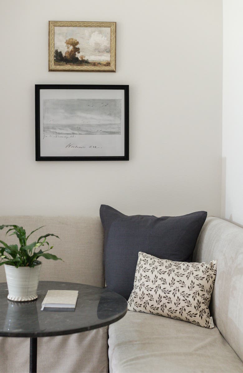 Linen & James Ethan | Flange Charcoal Gray Natural Linen Pillow Cover, Alternate, color, Charcoal Gray