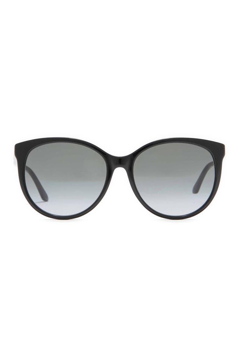 56mm Round Sunglasses, Main, color, BLACK