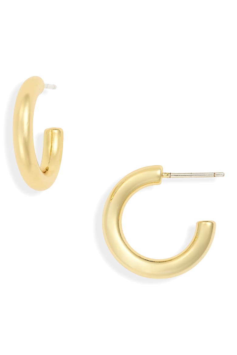 Chunky Small Hoop Earrings, Main, color, SHINY GOLD