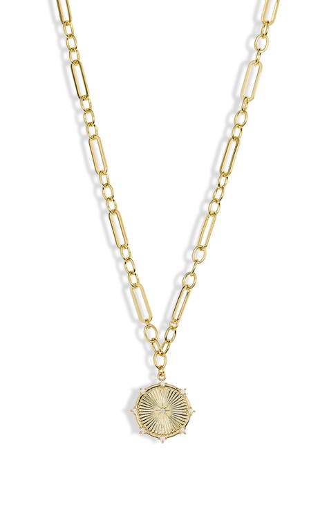 CZ Medallion Pendant Necklace