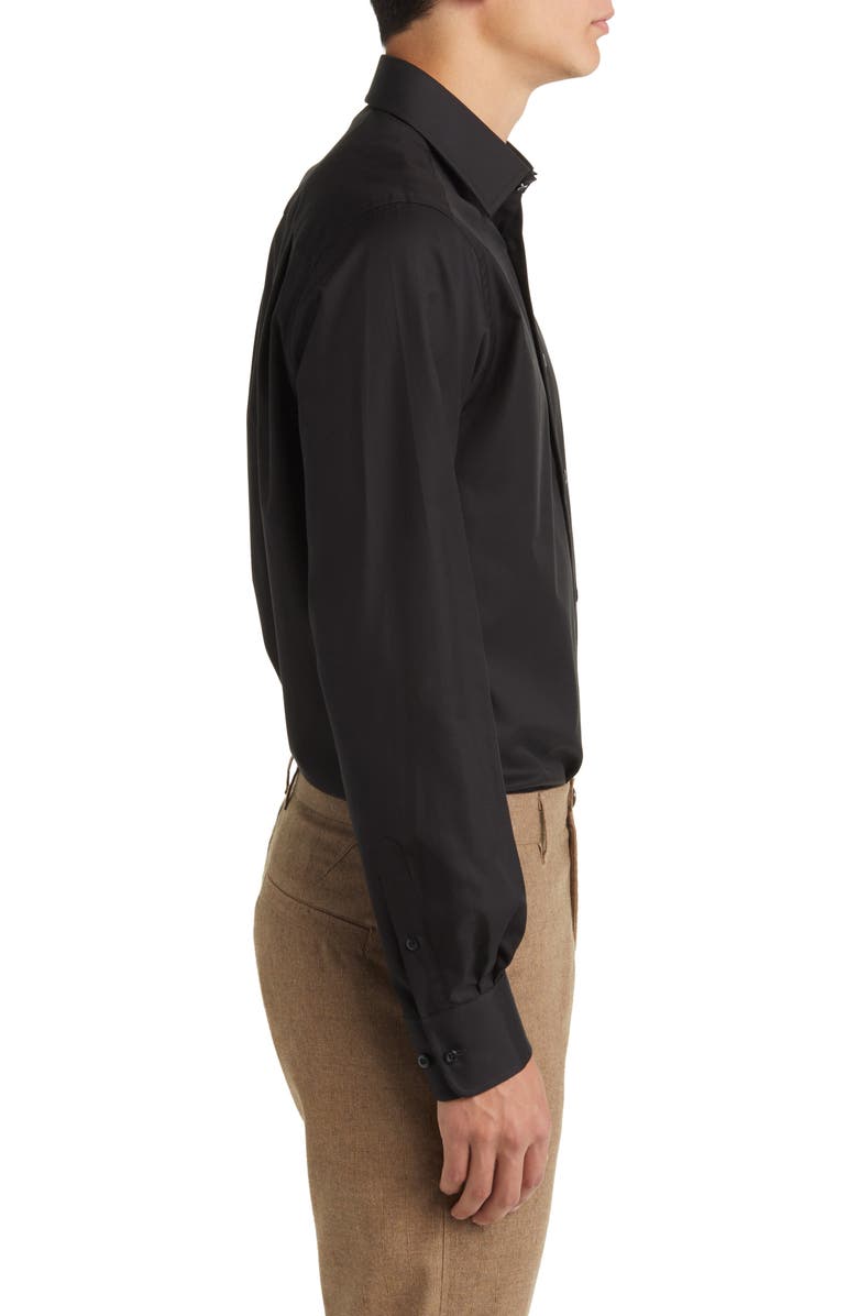 David Donahue Trim Fit Cotton Dress Shirt, Alternate, color, Black