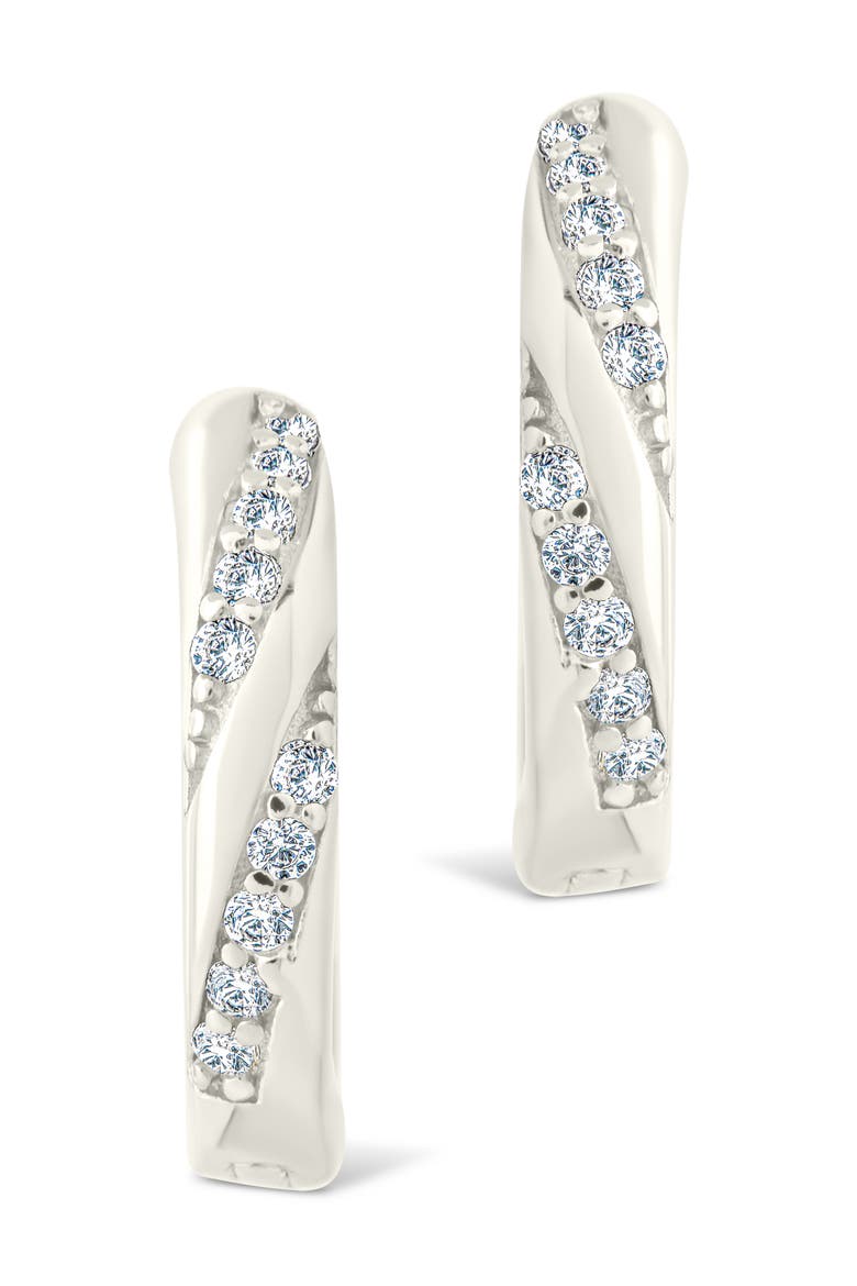 Adelise Cubic Zirconia Hoop Earrings, Alternate, color, SILVER