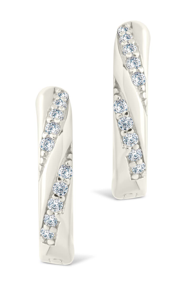 Sterling Forever Adelise Cubic Zirconia Hoop Earrings, Alternate, color, Silver