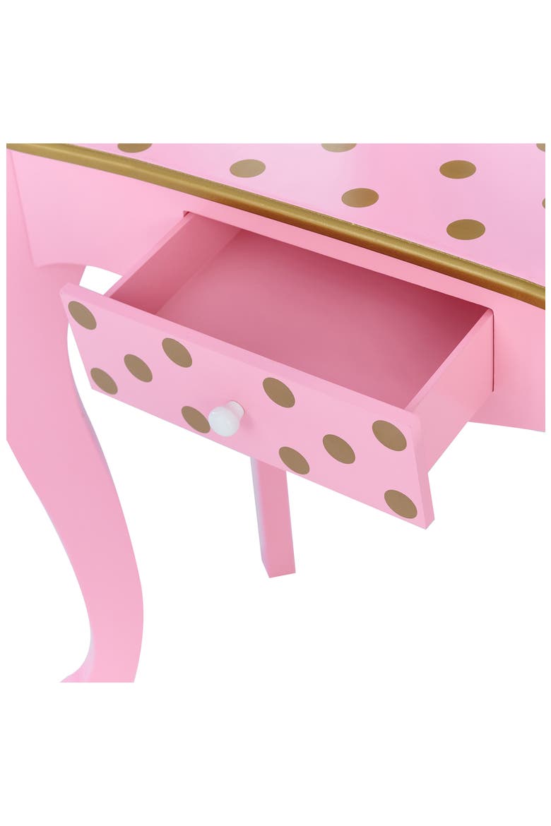 Fantasy Fields Fashion Gisele Polka Dot Vanity & Stool, Alternate, color, PINK / GOLD