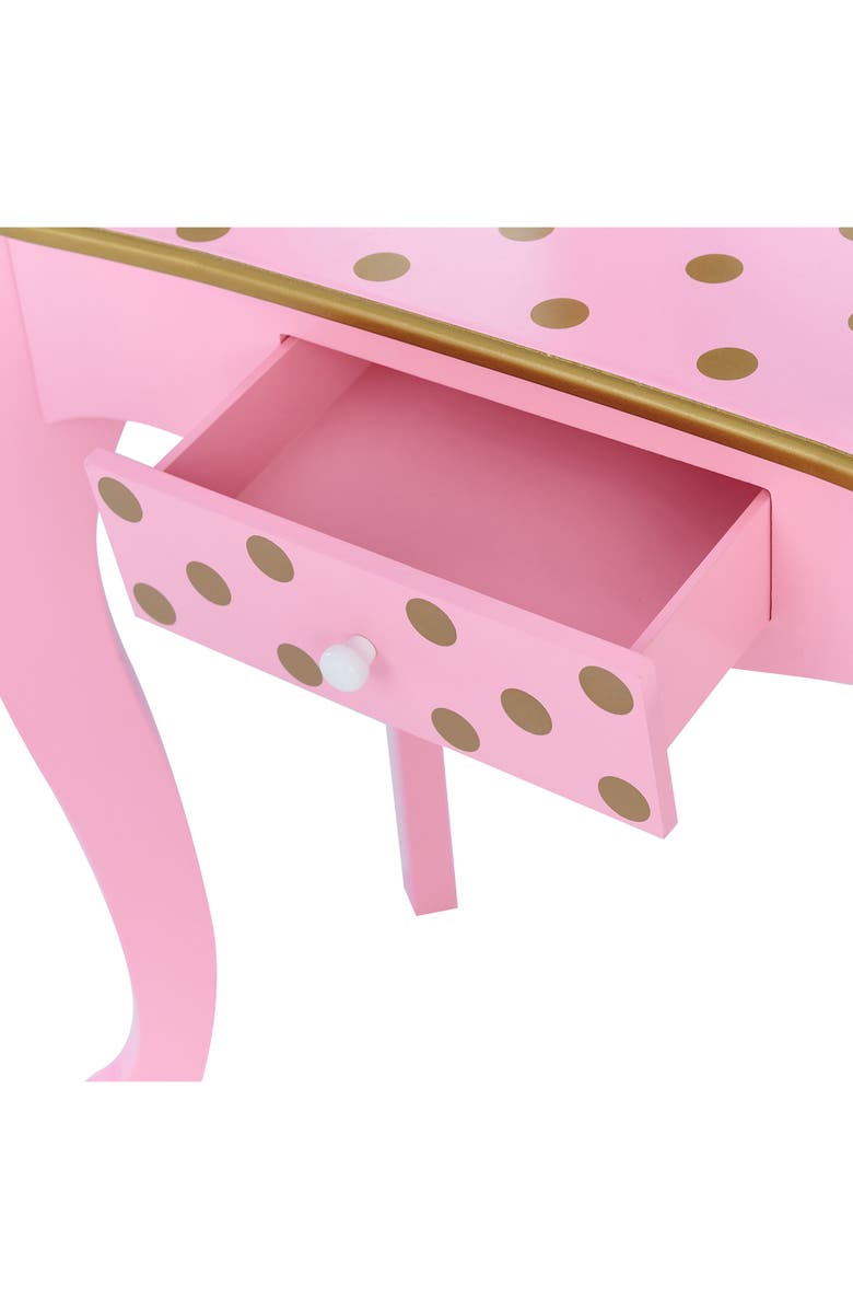 Teamson Kids Fantasy Fields Fashion Gisele Polka Dot Vanity & Stool, Alternate, color, Pink / Gold