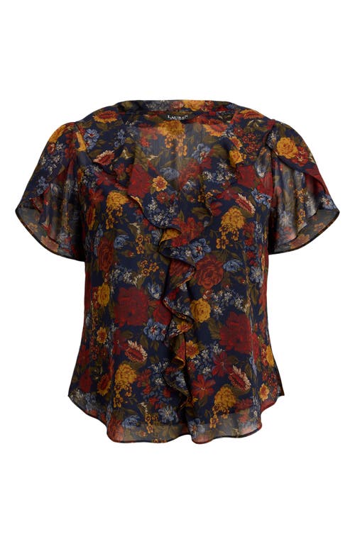 Ralph Lauren Lauren  Floral Ruffle Top In Multi