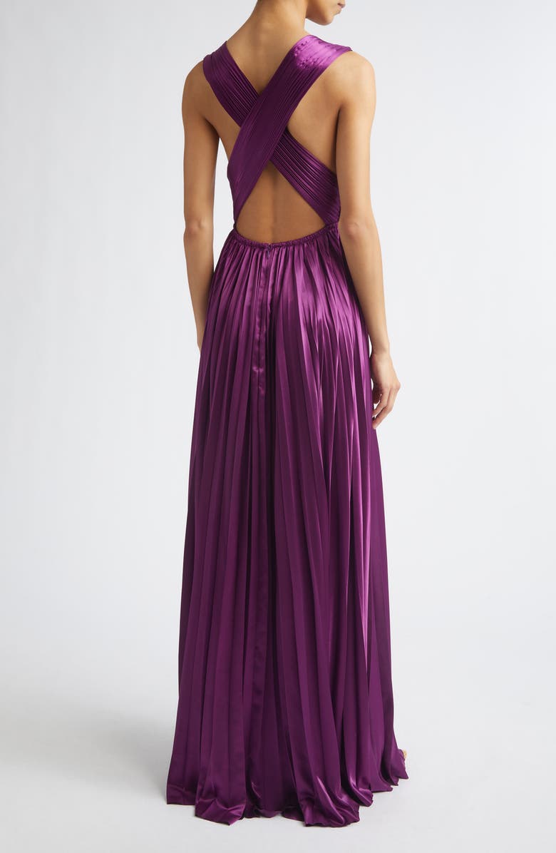 Ulla Johnson Lena Pleat Satin Gown, Alternate, color, Amaranth