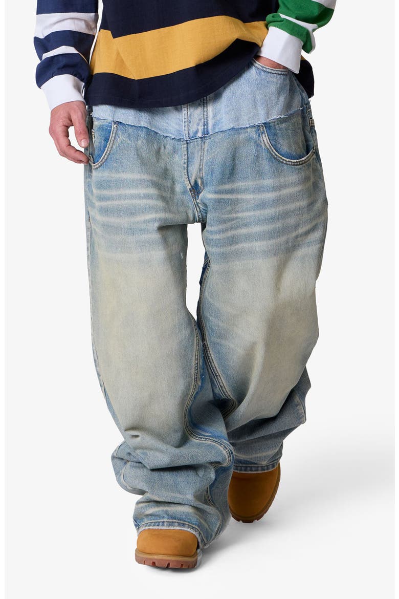 Mega Baggy Layered Denim Jeans, Alternate, color, MEDIUM BLUE