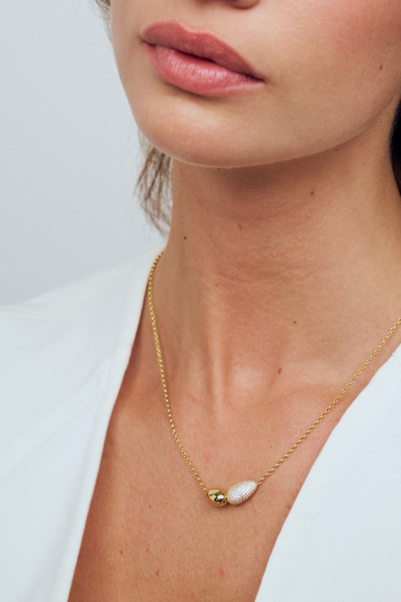 Necklace Goccia Due, Alternate, color, 18K Gold Plated