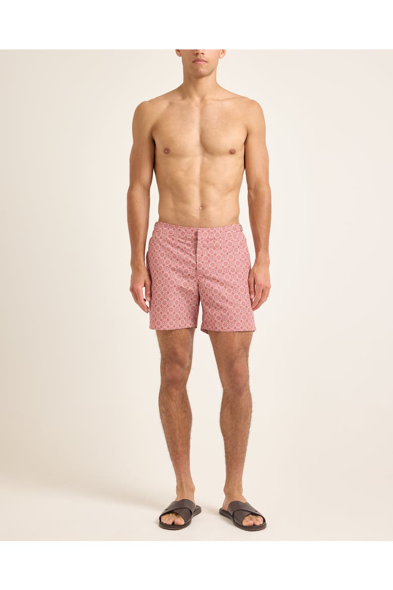 Bulldog Exclusive-Print Mid-Length Swim Shorts, Alternate, color, Dark Ruby