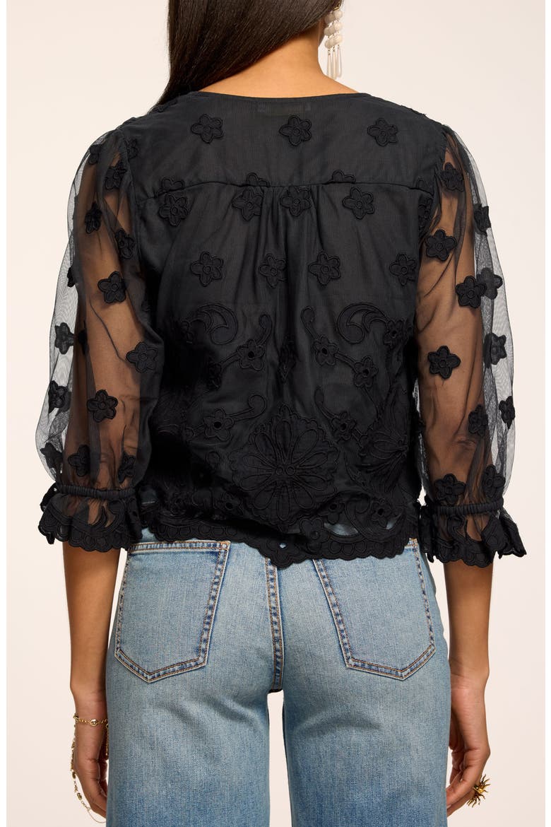 Esmeralda Floral Embroider V-Neck Shirt, Alternate, color, BLACK EMBROIDERY