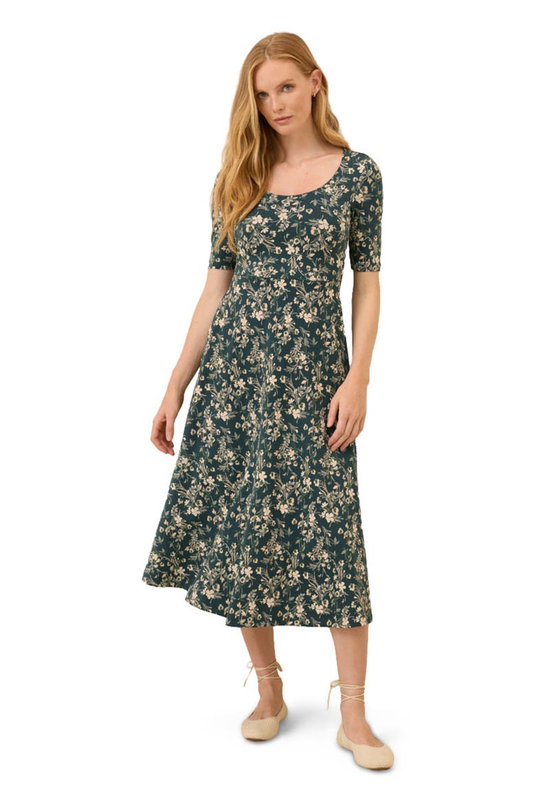 Fit & Flare Signature Scoop Dress Made With Organic Cotton, Main, color, Fjord Floral