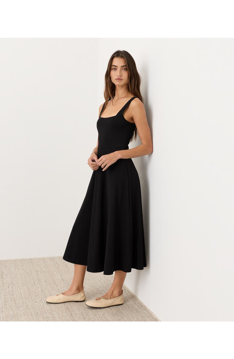 Pact Fit & Flare Square Neck Dress Made With Organic Cotton, Alternate, color, Black