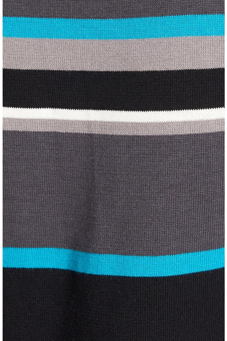 Three-Quarter Sleeve Sweater Dress, Alternate, color, BLACK- TEAL STRIPE