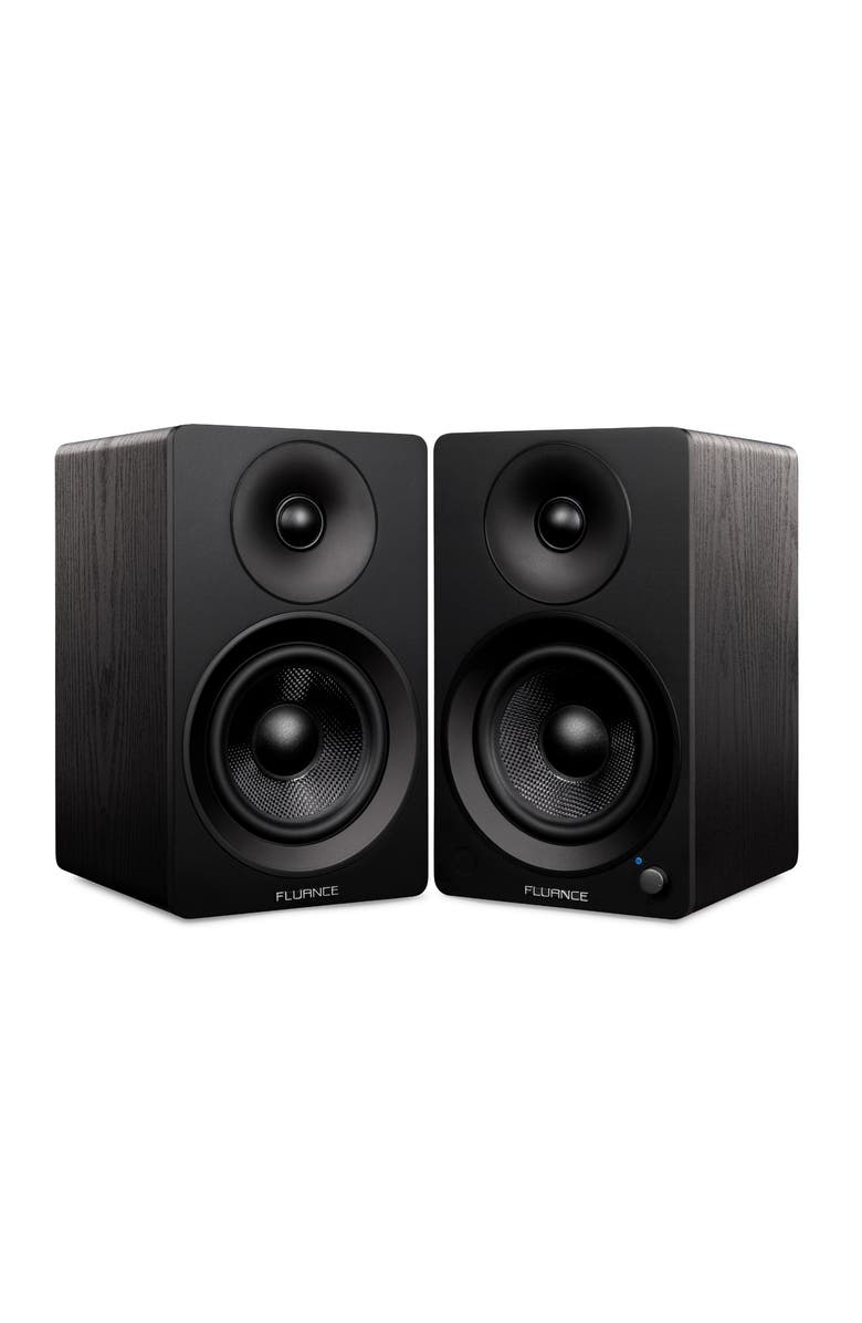 Fluance Powered 5'' Stereo Bookshelf Speakers for Turntable, TV PC & Bluetooth 5, Main, color, Black Ash