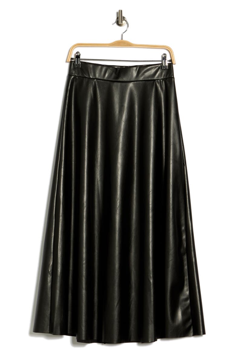 Faux Leather Midi Skirt, Alternate, color, BLACK