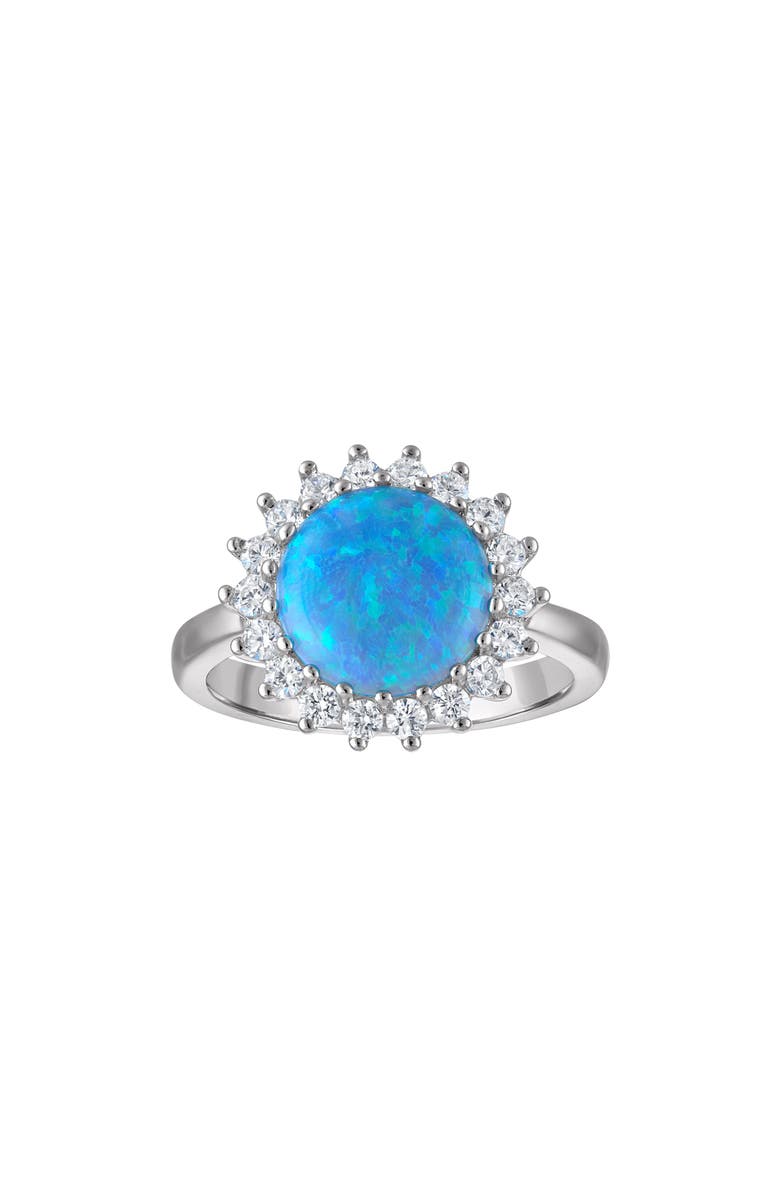 FZN Halo Opal & Cubic Zirconia Ring, Main, color, White