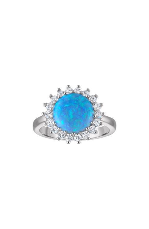 Halo Opal & Cubic Zirconia Ring