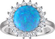 FZN Halo Lab Grown Opal & Cubic Zirconia Ring