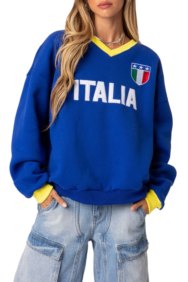 Italy Oversize Sweatshirt, Main, color, BLUE