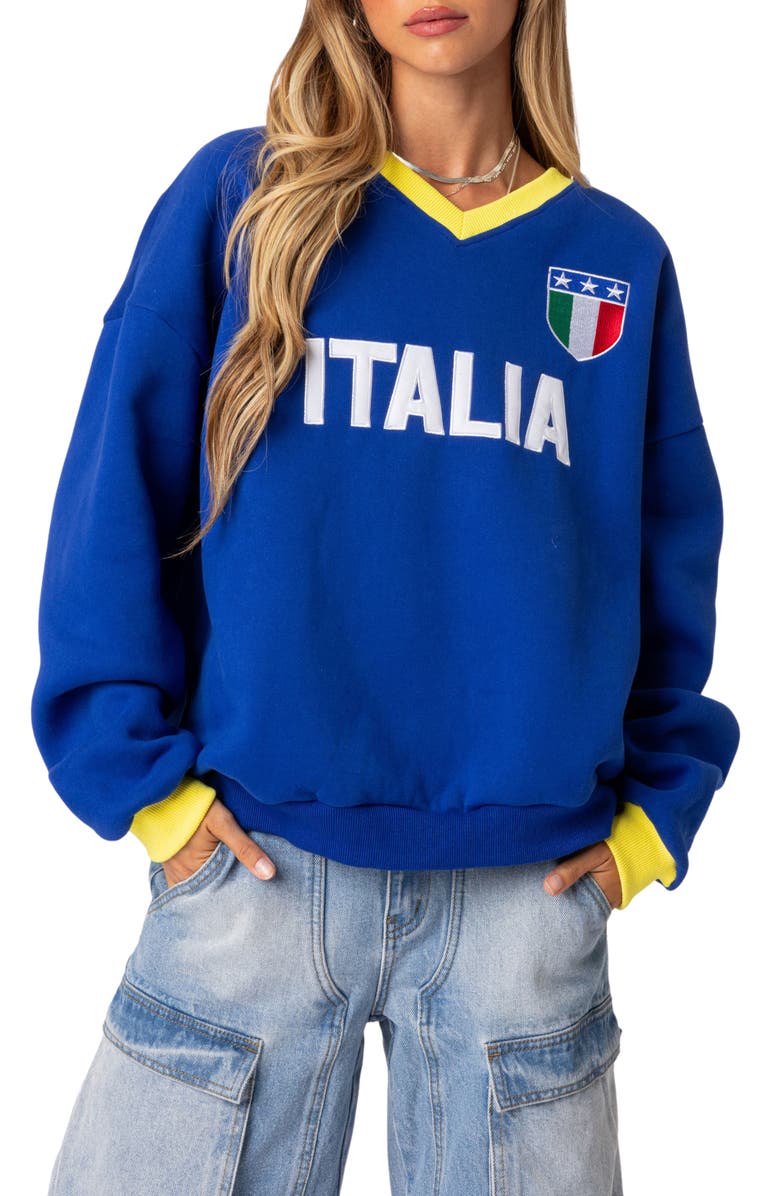 EDIKTED Italy Oversize Sweatshirt, Main, color, Blue