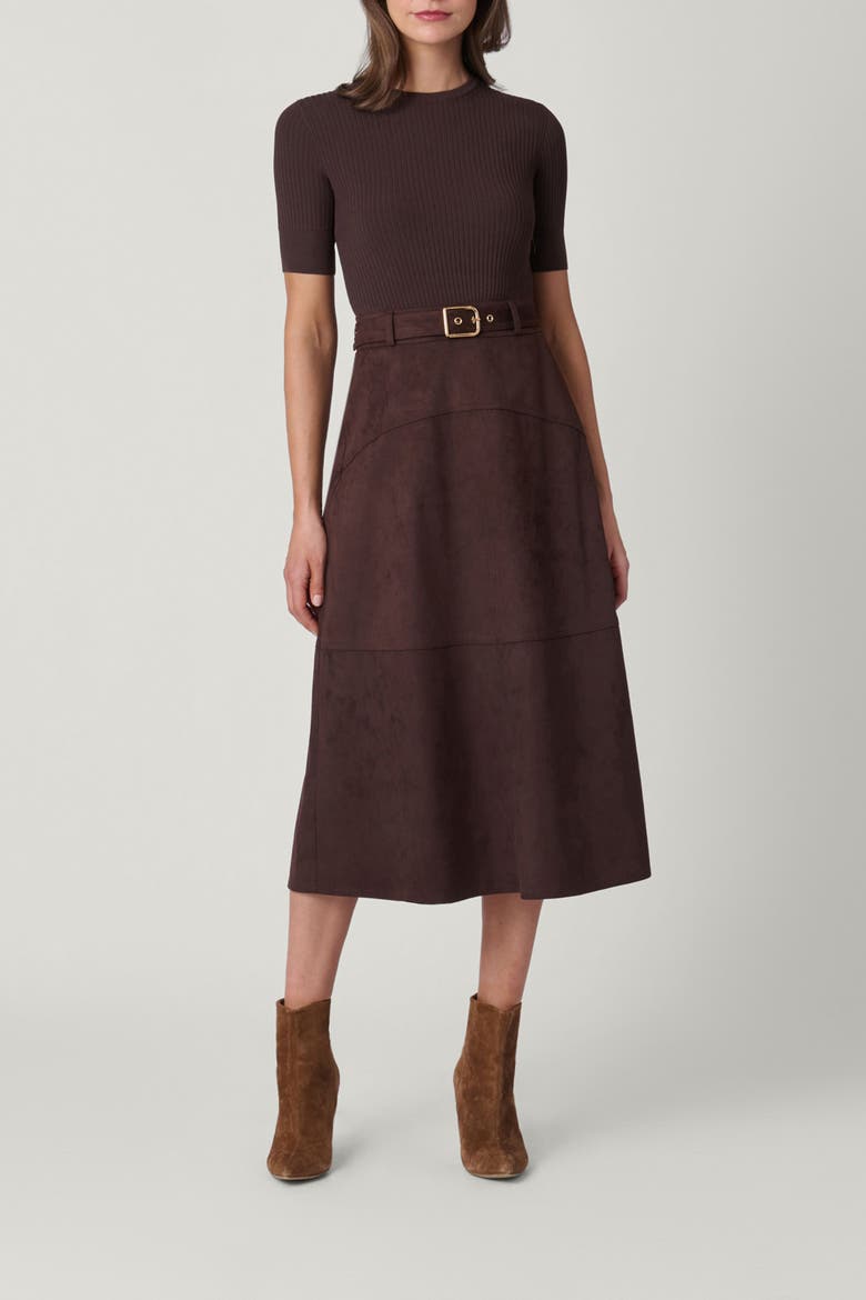 Suede Knit Mixed Media Mimi Dress, Main, color, Chocolate