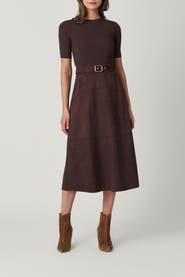 Shoshanna Suede Knit Mixed Media Mimi Dress