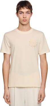 SANDRO Cotton crochet flower T-shirt