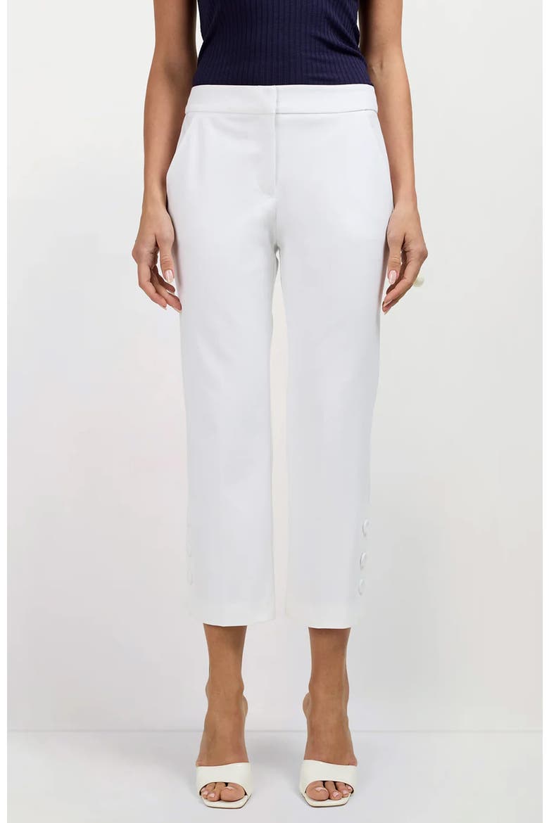 Ore Button-Hem Cropped Pant, Alternate, color, White