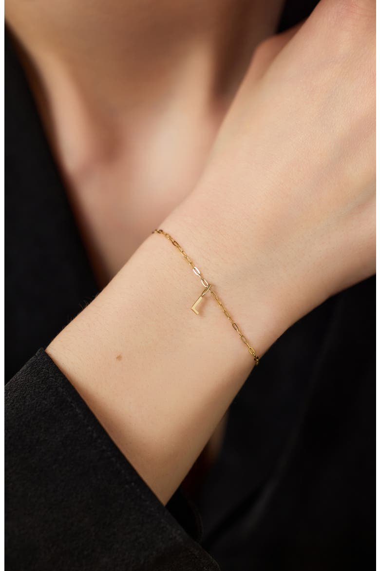 Gold Charm Letter Bracelet, Alternate, color, F