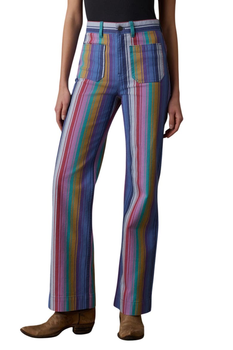 Sunset Stripe Patch Pocket Jeans, Main, color, PAINTED ROW STRIPE