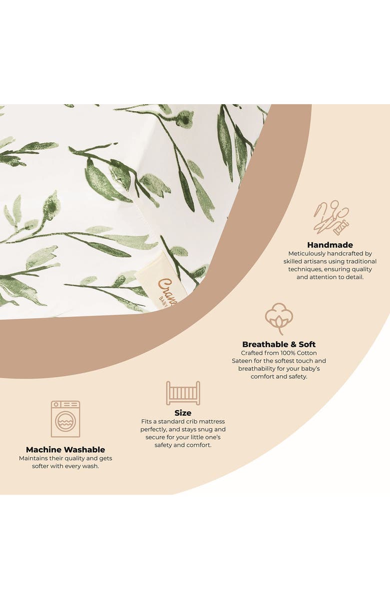 CRANE BABY Cotton Sateen Fitted Crib Sheet, Alternate, color, White