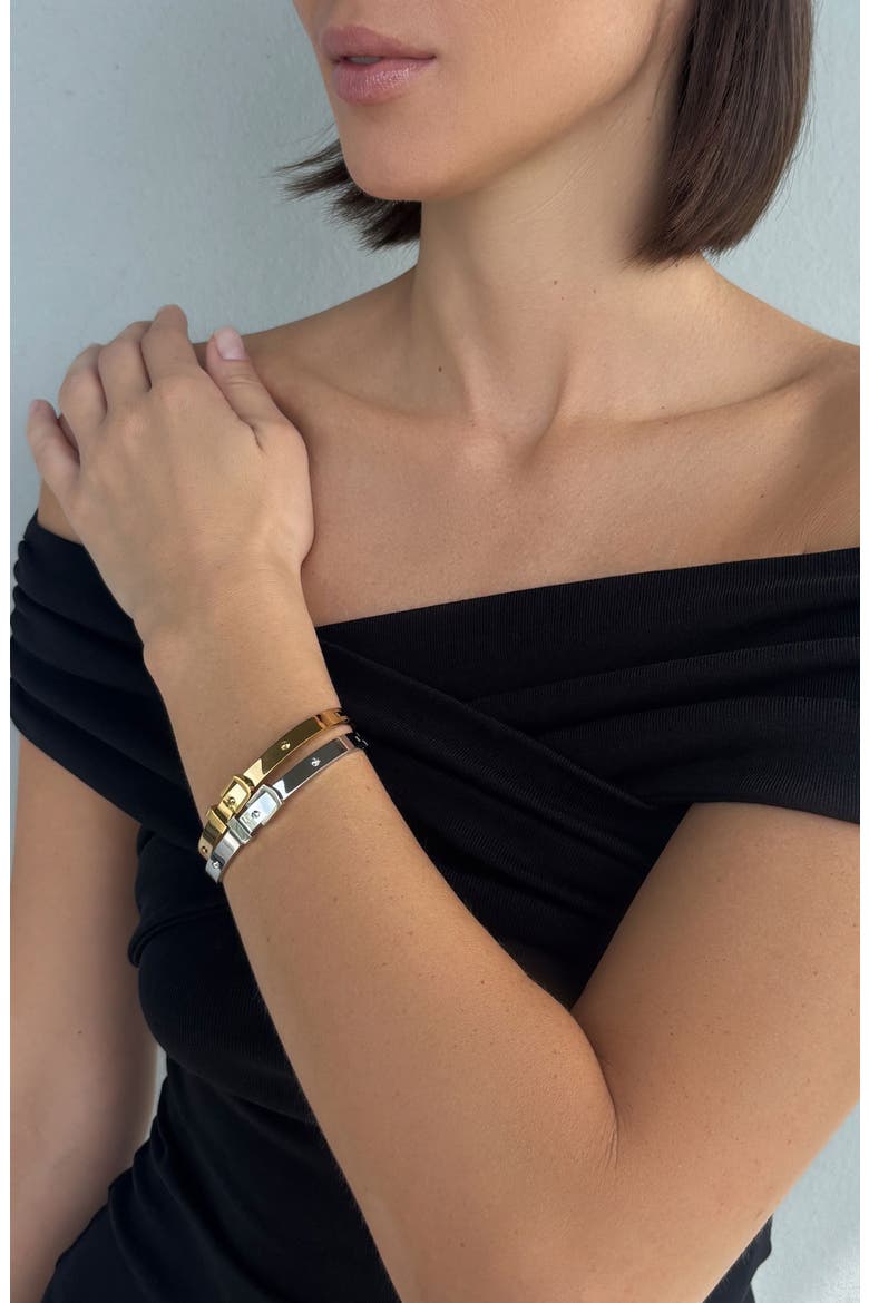 Buckle Hinged Bangle, Main, color, GOLD