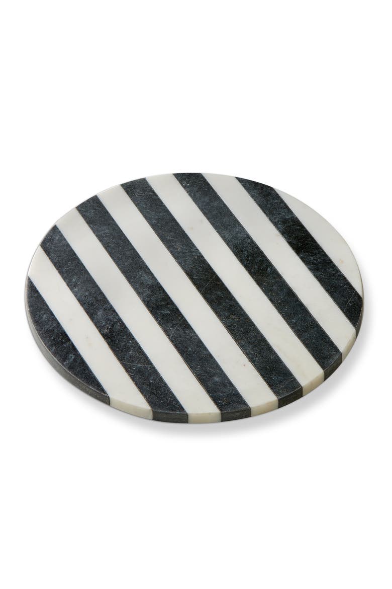 Striped Round Marble Board Black Multi Marble Everyday, Main, color, Black