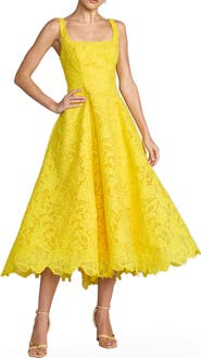 Mac Duggal Sleeveless Lace Scoop Neck Midi Dress with Pockets